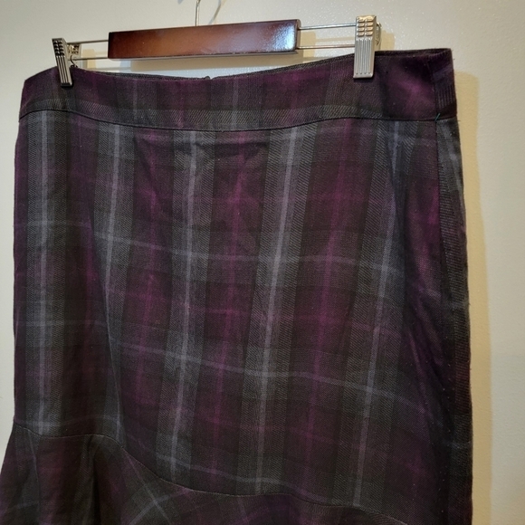 Ashley Stewart Purple Plaid skirt Ruffles peplum at Bottom Hem Size 18W - Picture 13 of 16
